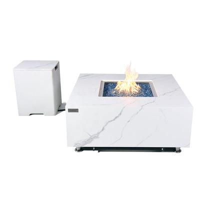 Bianco Outdoor Bianco White Fire Pit Table - Select Fuel Type