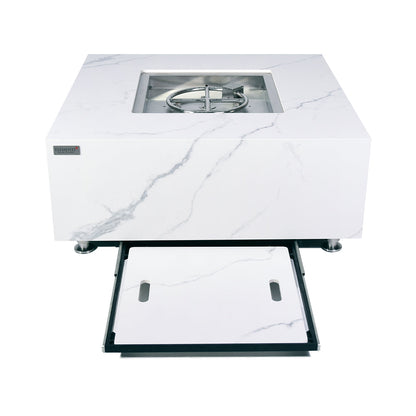 Bianco Outdoor Bianco White Fire Pit Table - Select Fuel Type