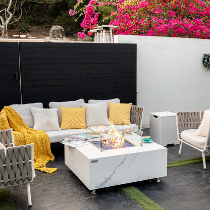 Bianco Outdoor Bianco White Fire Pit Table - Select Fuel Type