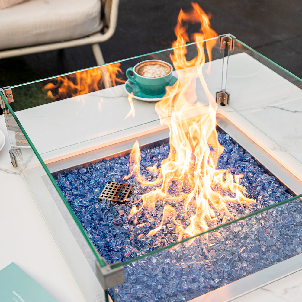 Bianco Outdoor Bianco White Fire Pit Table - Select Fuel Type