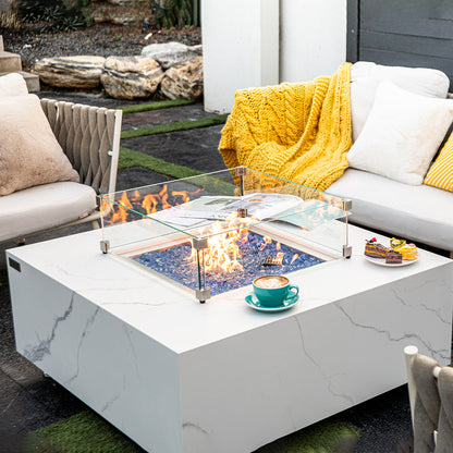 Bianco Outdoor Bianco White Fire Pit Table - Select Fuel Type