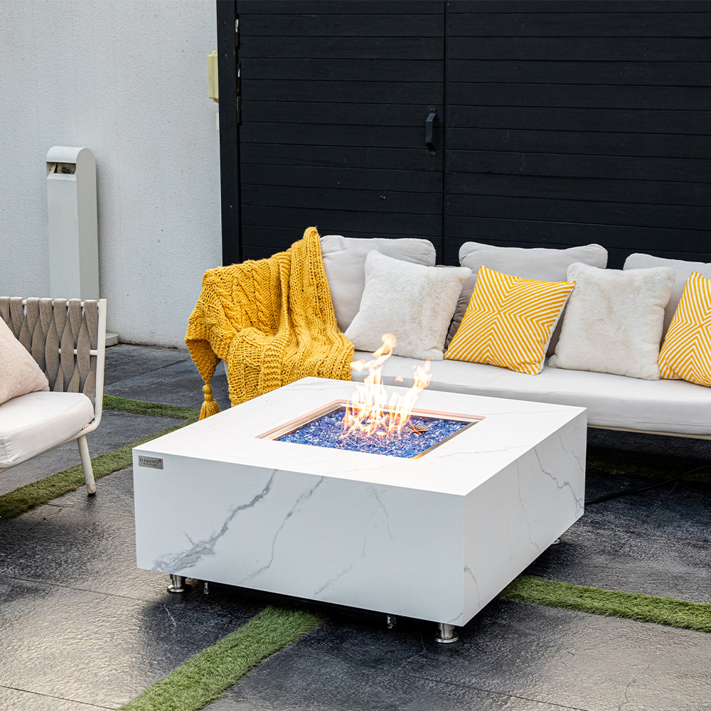 Bianco Outdoor Bianco White Fire Pit Table - Select Fuel Type