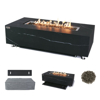 Varna Outdoor Bulgaria Black Fire Pit Table - Select Fuel Type