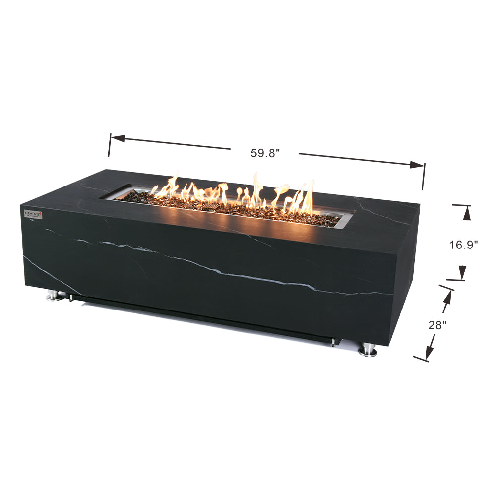 Varna Outdoor Bulgaria Black Fire Pit Table - Select Fuel Type