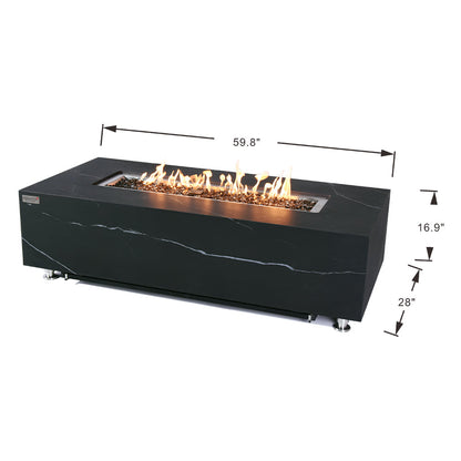 Varna Outdoor Bulgaria Black Fire Pit Table - Select Fuel Type