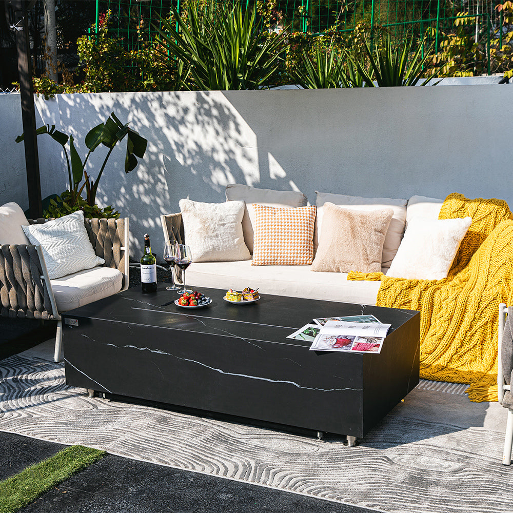 Varna Outdoor Bulgaria Black Fire Pit Table - Select Fuel Type