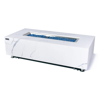 Carrara Outdoor Bianco White Fire Pit Table - Select Fuel Type