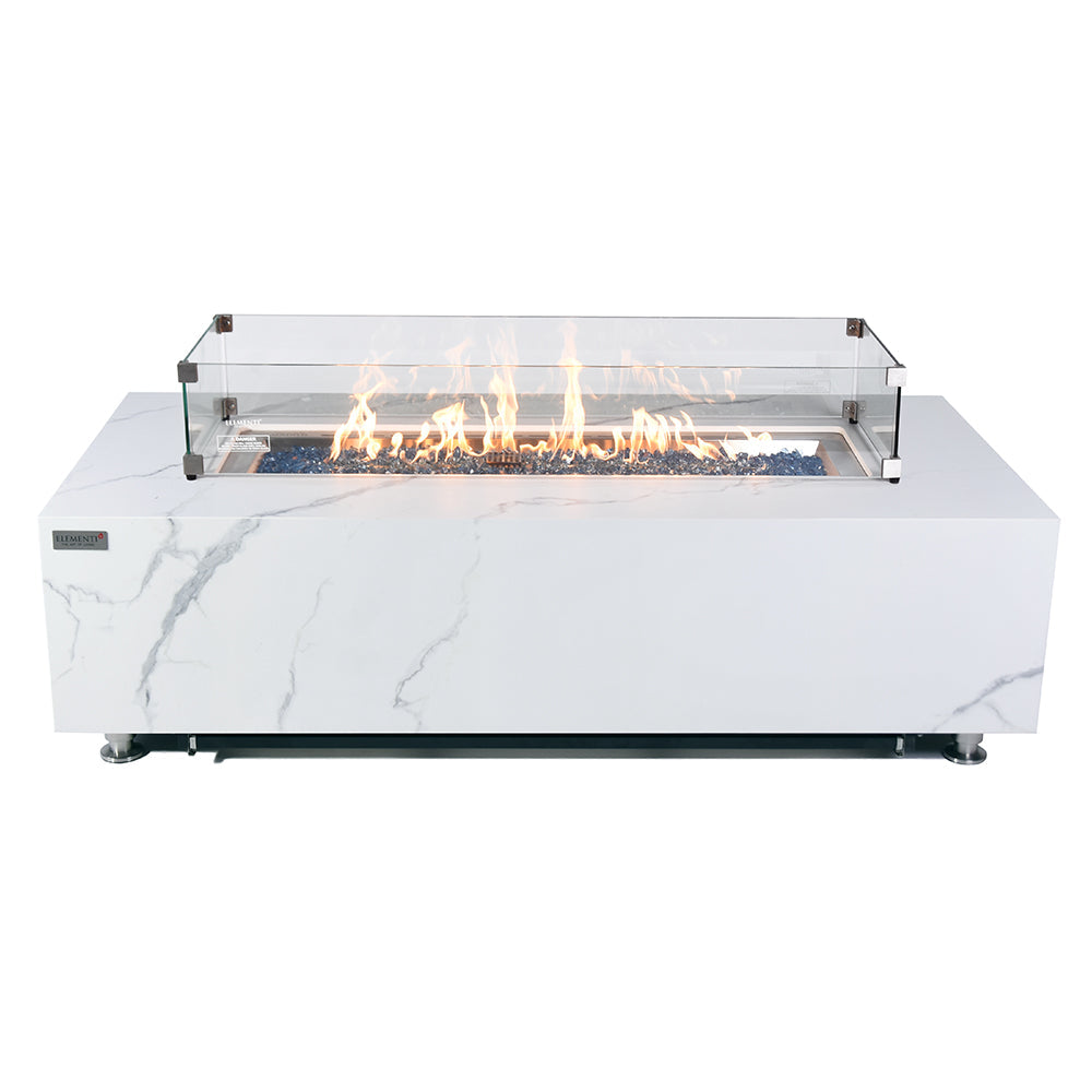 Carrara Outdoor Bianco White Fire Pit Table - Select Fuel Type