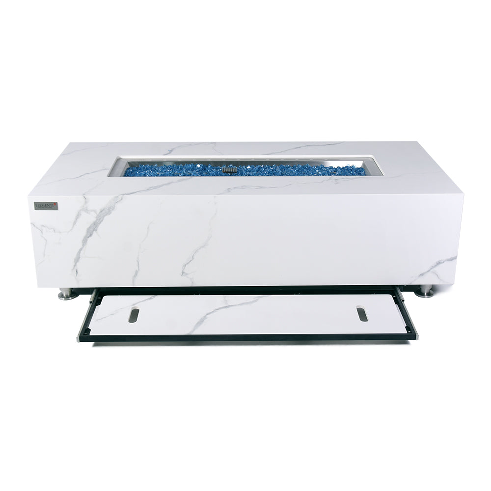 Carrara Outdoor Bianco White Fire Pit Table - Select Fuel Type