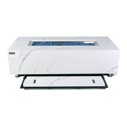Carrara Outdoor Bianco White Fire Pit Table - Select Fuel Type