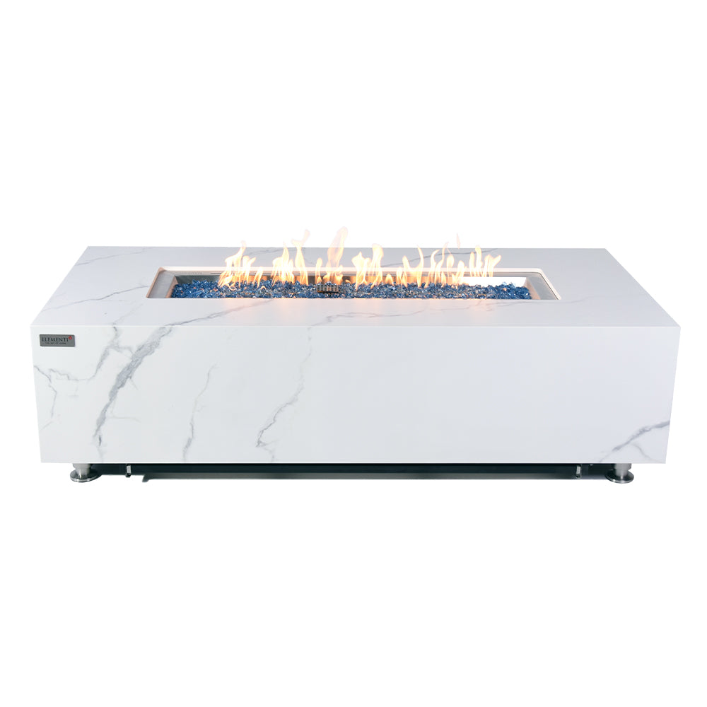 Carrara Outdoor Bianco White Fire Pit Table - Select Fuel Type
