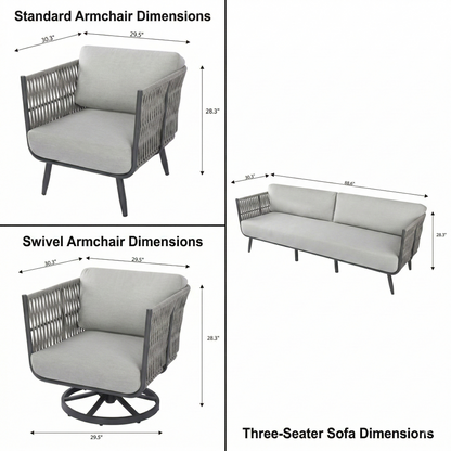 Milano 3-Piece Aluminum Outdoor Patio Furniture Set