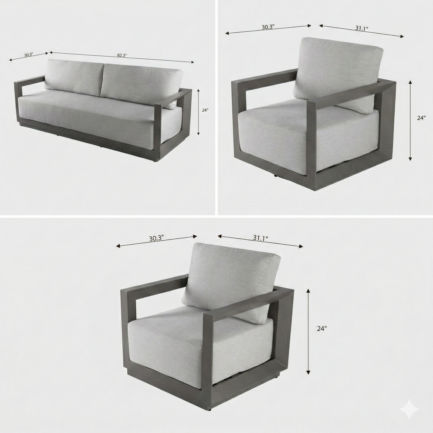 Newport 3-Piece Aluminum Outdoor Patio Furniture Set