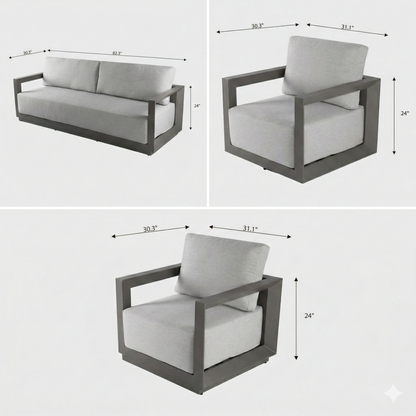 Newport 3-Piece Aluminum Outdoor Patio Furniture Set