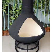 Chiminea Fire Pit Designed for Outdoor Entertaining, High-Draft Steel Construction, Ceramic Coating, Elevated Base