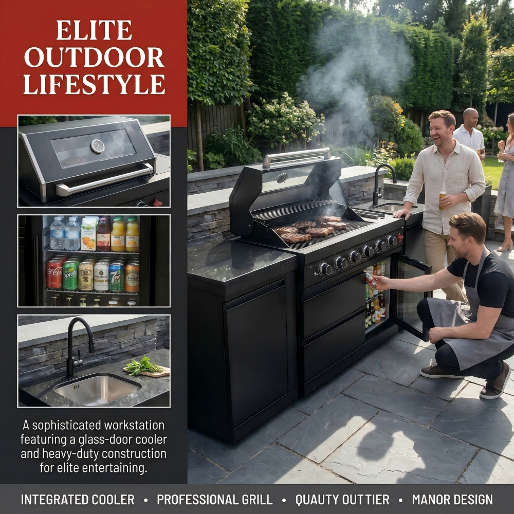 4-Burner 72000 BTU Deluxe Stainless Steel Propane Gas Outdoor Kitchen