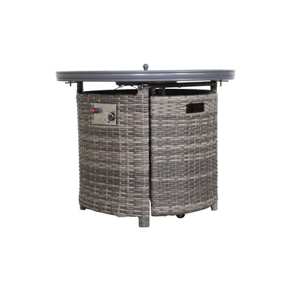 Wicker Outdoor Lounge Set With Cushions And Fire Pit