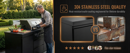 84.7 Inch 4-Burner Deluxe Stainless Steel Propane Gas Outdoor Kitchen Barbecue Island Grill