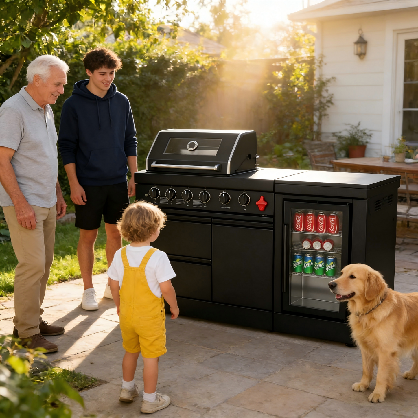 65-Inch 4-Burner Stainless Steel Propane Gas Outdoor Kitchen Barbecue Island Grill