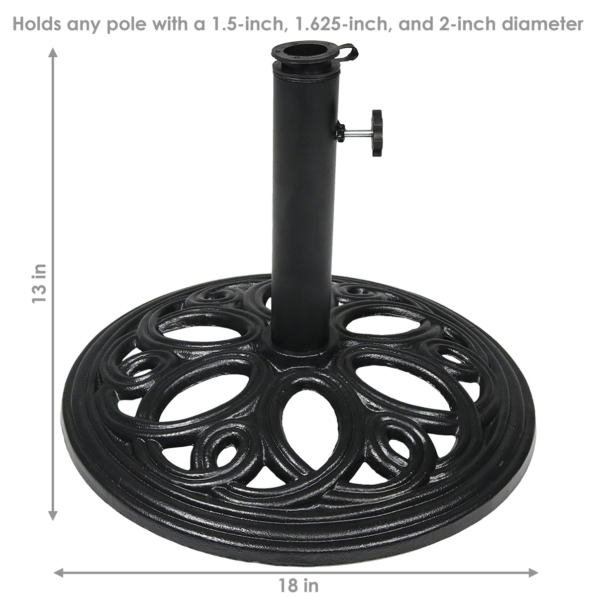 Sunnydaze 18-Inch Round Cast Iron Umbrella Base - Black