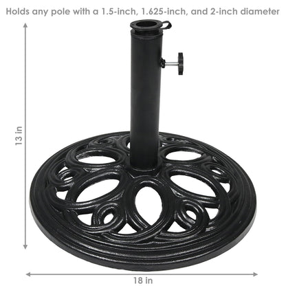 Sunnydaze 18-Inch Round Cast Iron Umbrella Base - Black