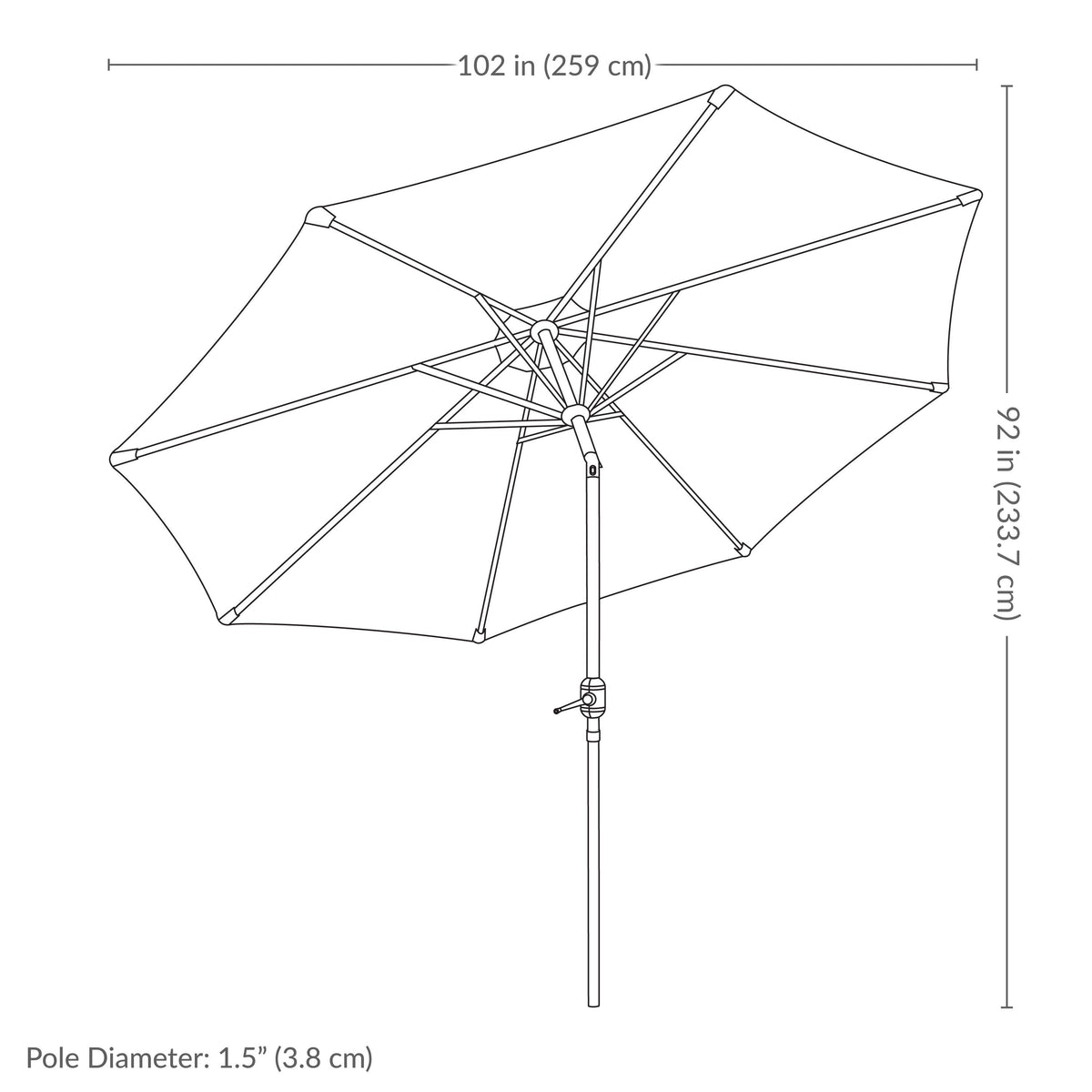 Sunnydaze 8.5 ft Solar Patio Umbrella with Faux Woodgrain Finish