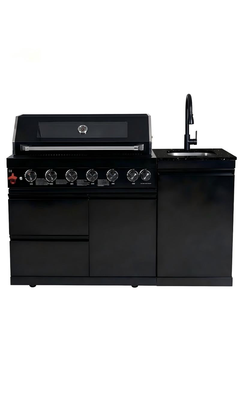 62.6 Inch 6-Burner Deluxe Stainless Steel Propane Gas Outdoor Kitchen Barbecue Island Grill