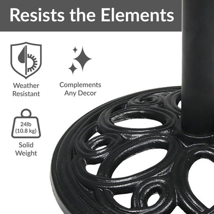 Sunnydaze 18-Inch Round Cast Iron Umbrella Base - Black