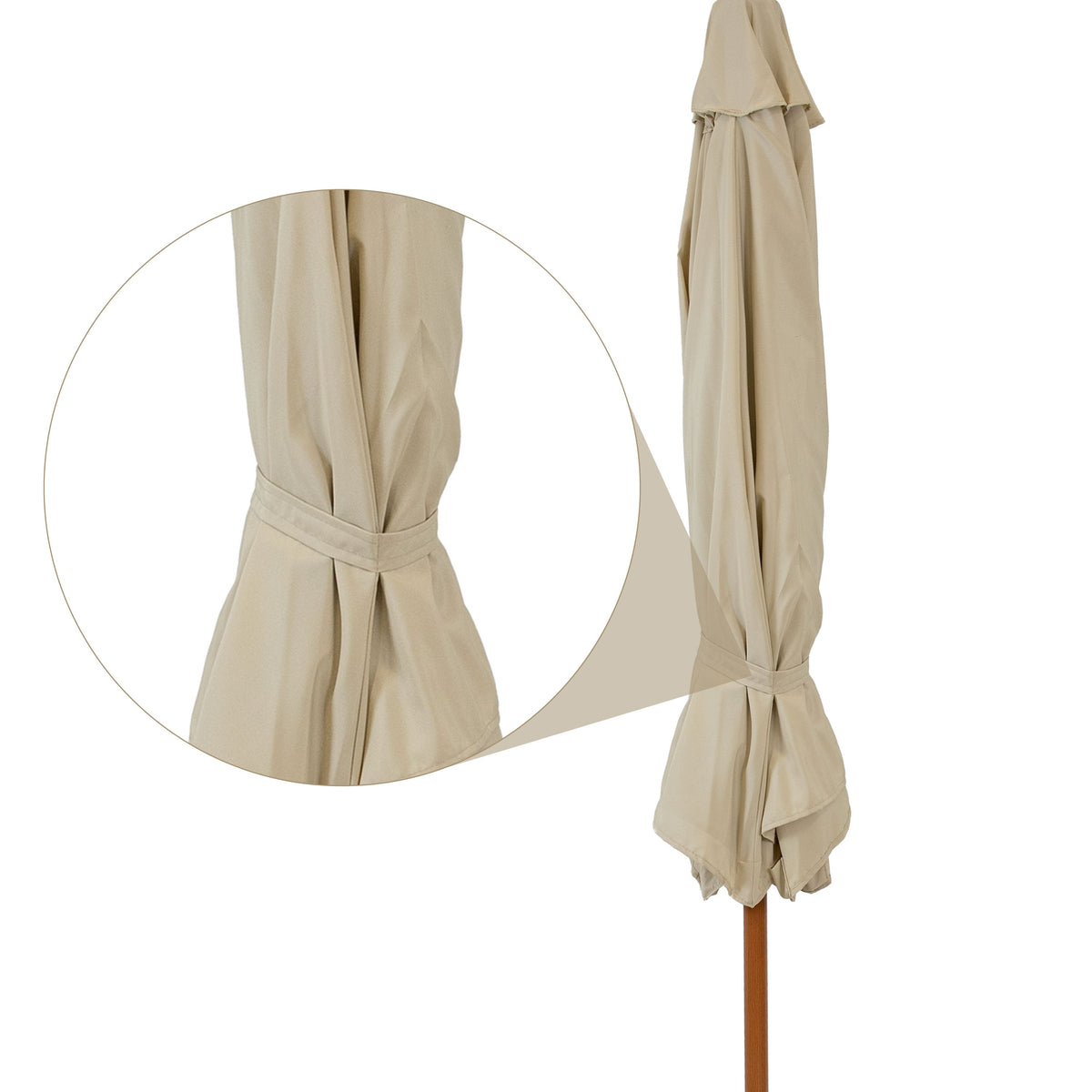 Sunnydaze 8.5 ft Solar Patio Umbrella with Faux Woodgrain Finish