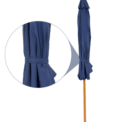 Sunnydaze 8.5 ft Solar Patio Umbrella with Faux Woodgrain Finish
