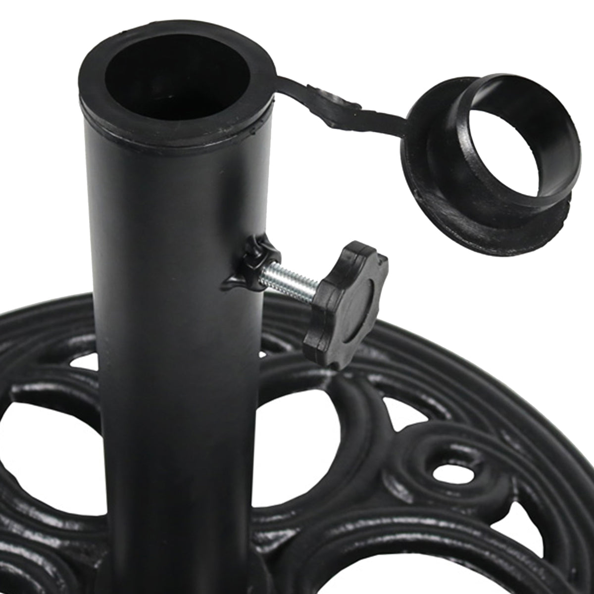 Sunnydaze 18-Inch Round Cast Iron Umbrella Base - Black