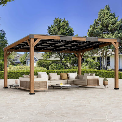 Luxury Modern Cedar Gazebo With Sloped Hardtop Roof (SAK35720)