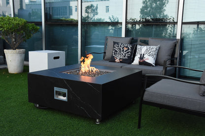 Sofia Outdoor Bulgaria Black Fire Pit Table - Select Fuel Type