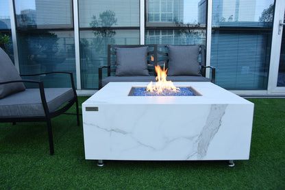 Bianco Outdoor Bianco White Fire Pit Table - Select Fuel Type