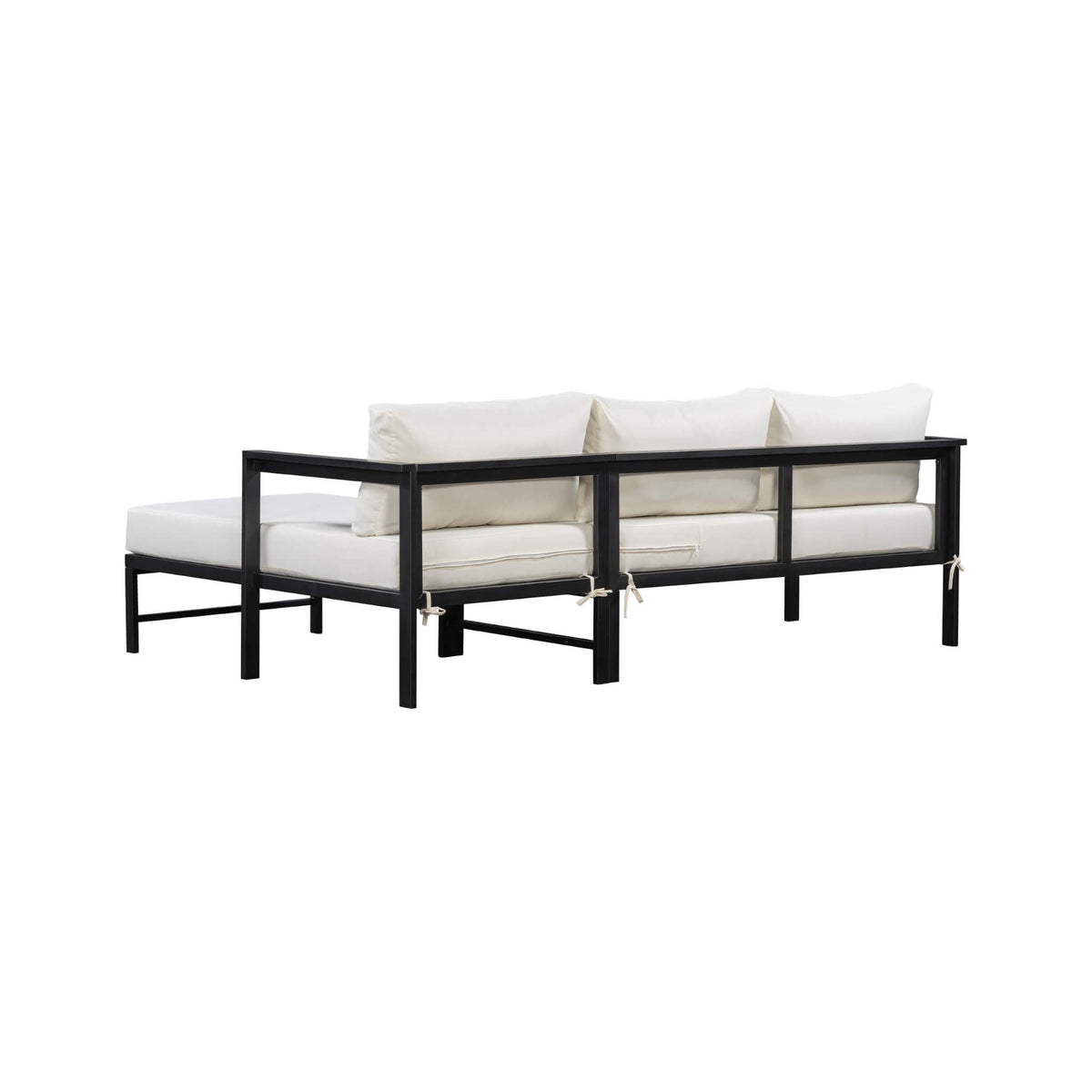 Outdoor 3-Person L-Shaped Patio Sofa With Iron Frame And Thick Cushions [No Coffee Table] (SAK70213)