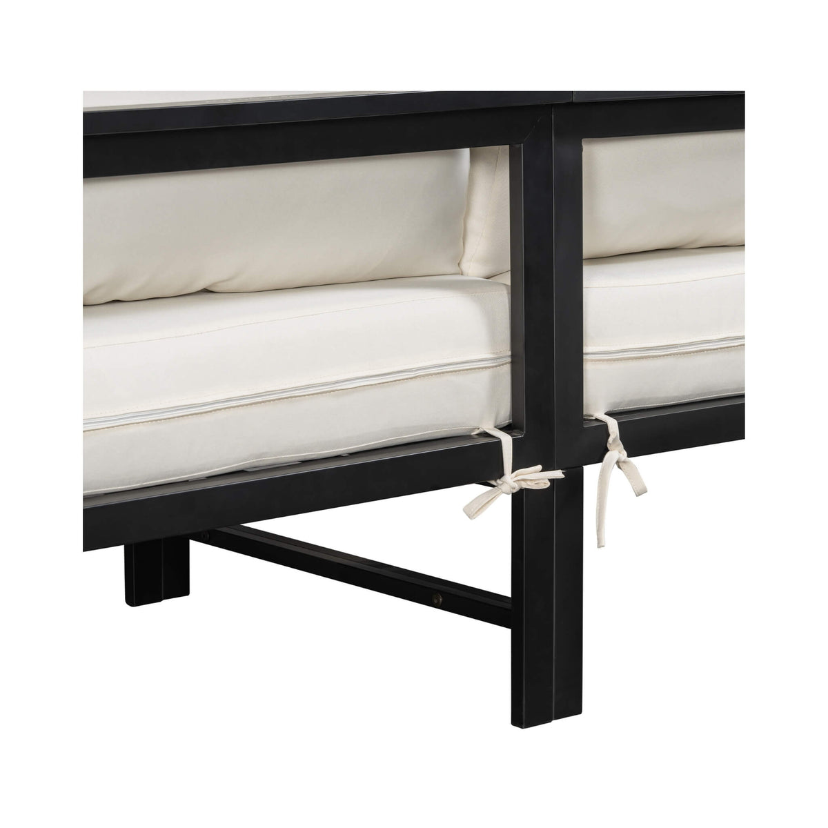 Outdoor 3-Person L-Shaped Patio Sofa With Iron Frame And Thick Cushions [No Coffee Table] (SAK70213)