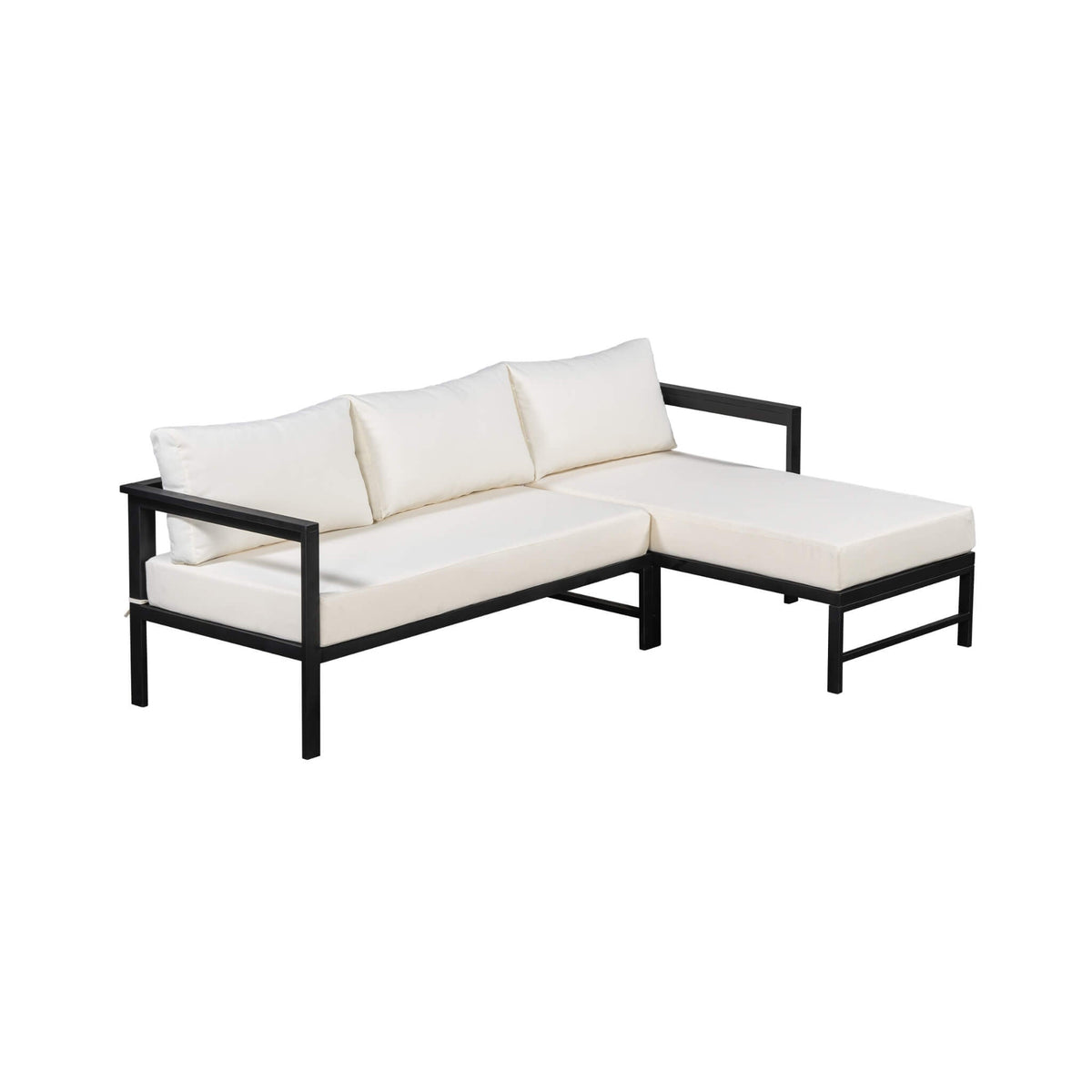 Outdoor 3-Person L-Shaped Patio Sofa With Iron Frame And Thick Cushions [No Coffee Table] (SAK70213)