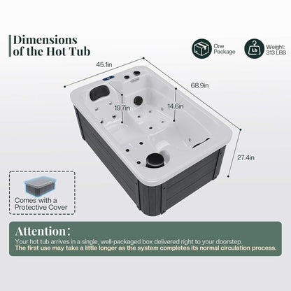 Premium 2-Person Outdoor Hot Tub W/ 15 Stainless Steel Jets (SAK92015)