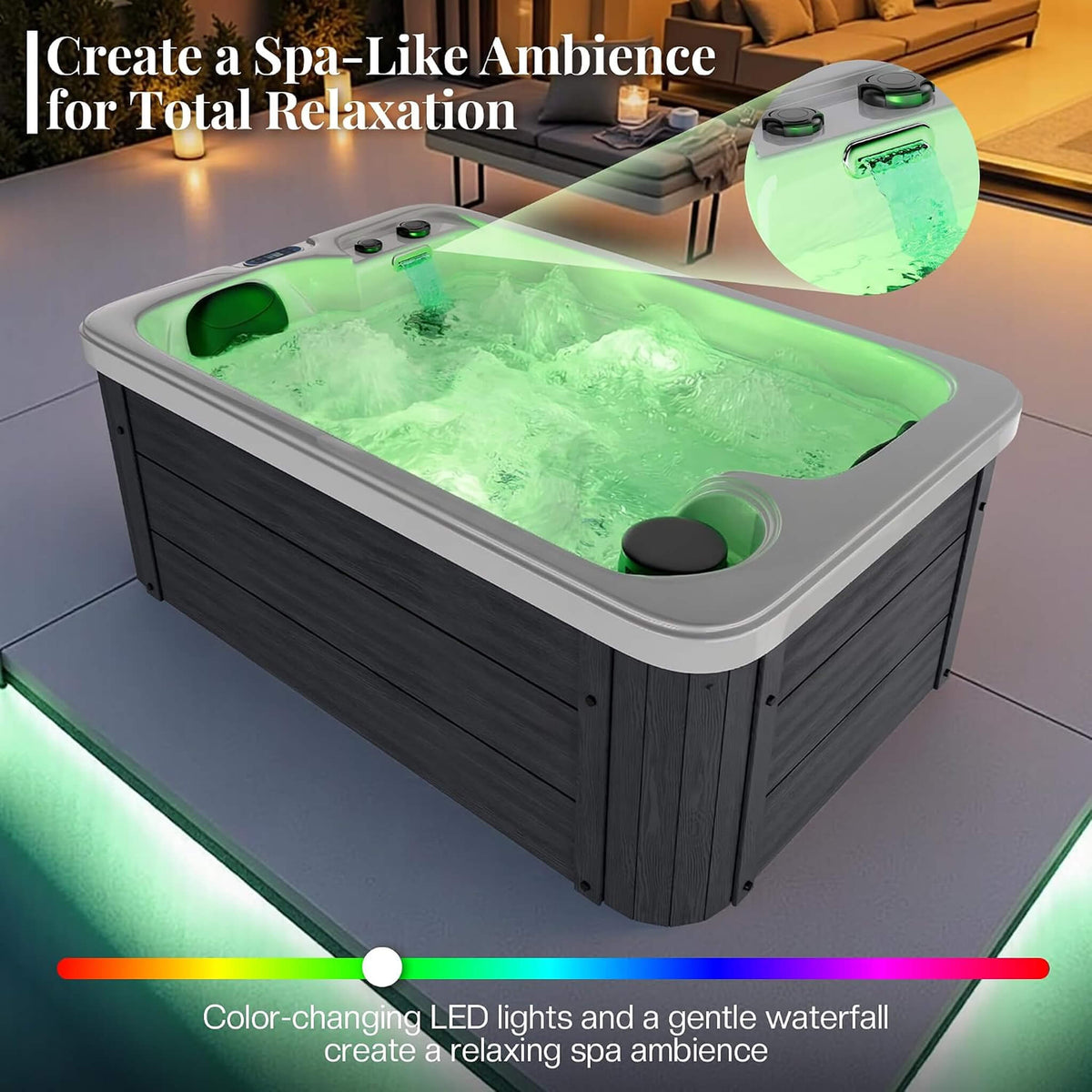 Premium 2-Person Outdoor Hot Tub W/ 15 Stainless Steel Jets (SAK92015)