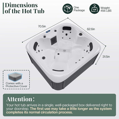 Premium 4-Person Outdoor Hot Tub W/ 23 Stainless Steel Jets (SAK29185)