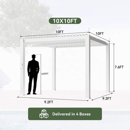 Premium White Outdoor Metal Louvered Pergola With Drainage System (SAK87265)