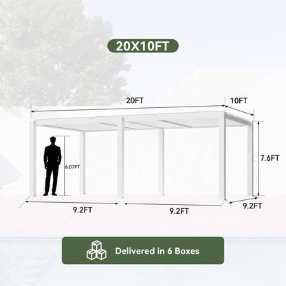 Premium White Outdoor Metal Louvered Pergola With Drainage System (SAK87265)