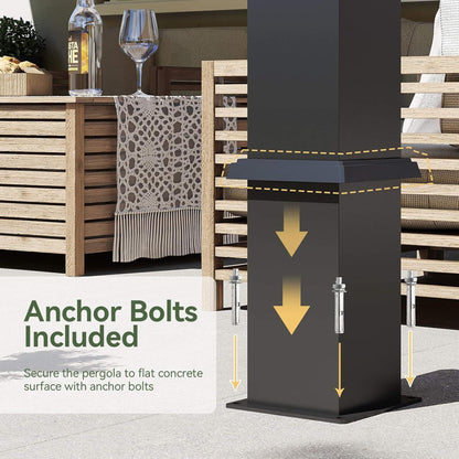 Premium Gray Outdoor Metal Pergola With Louvered Roof And Drainage System (SAK76143)