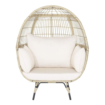 Premium 57-Inch Oversized Rattan Patio Egg Lounge Chair Basket With Cushions (SAK91684)