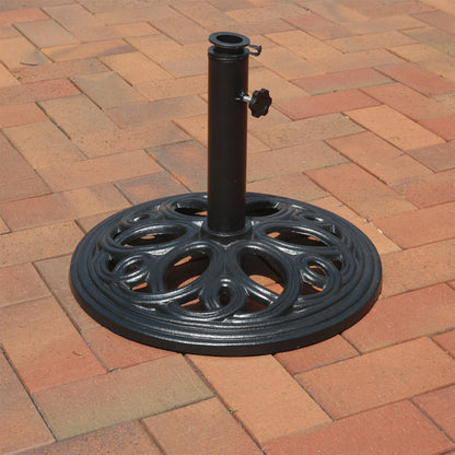 Sunnydaze 18-Inch Round Cast Iron Umbrella Base - Black