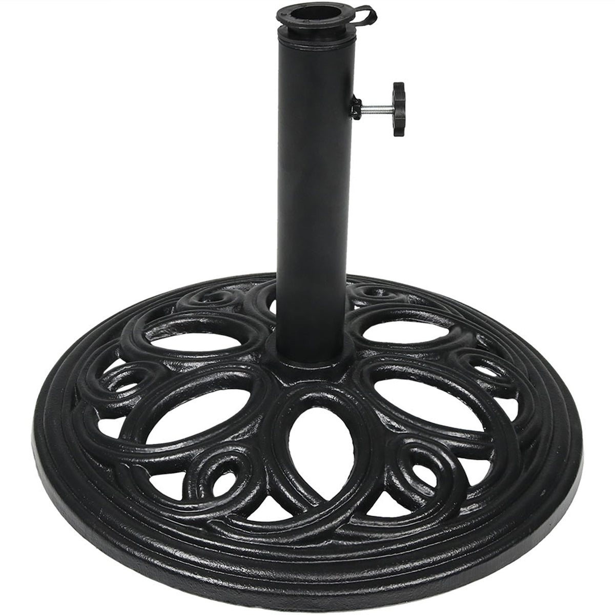 Sunnydaze 18-Inch Round Cast Iron Umbrella Base - Black