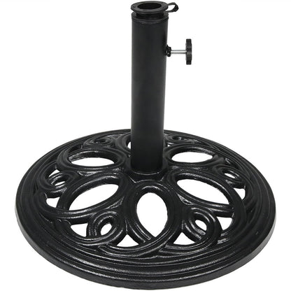 Sunnydaze 18-Inch Round Cast Iron Umbrella Base - Black