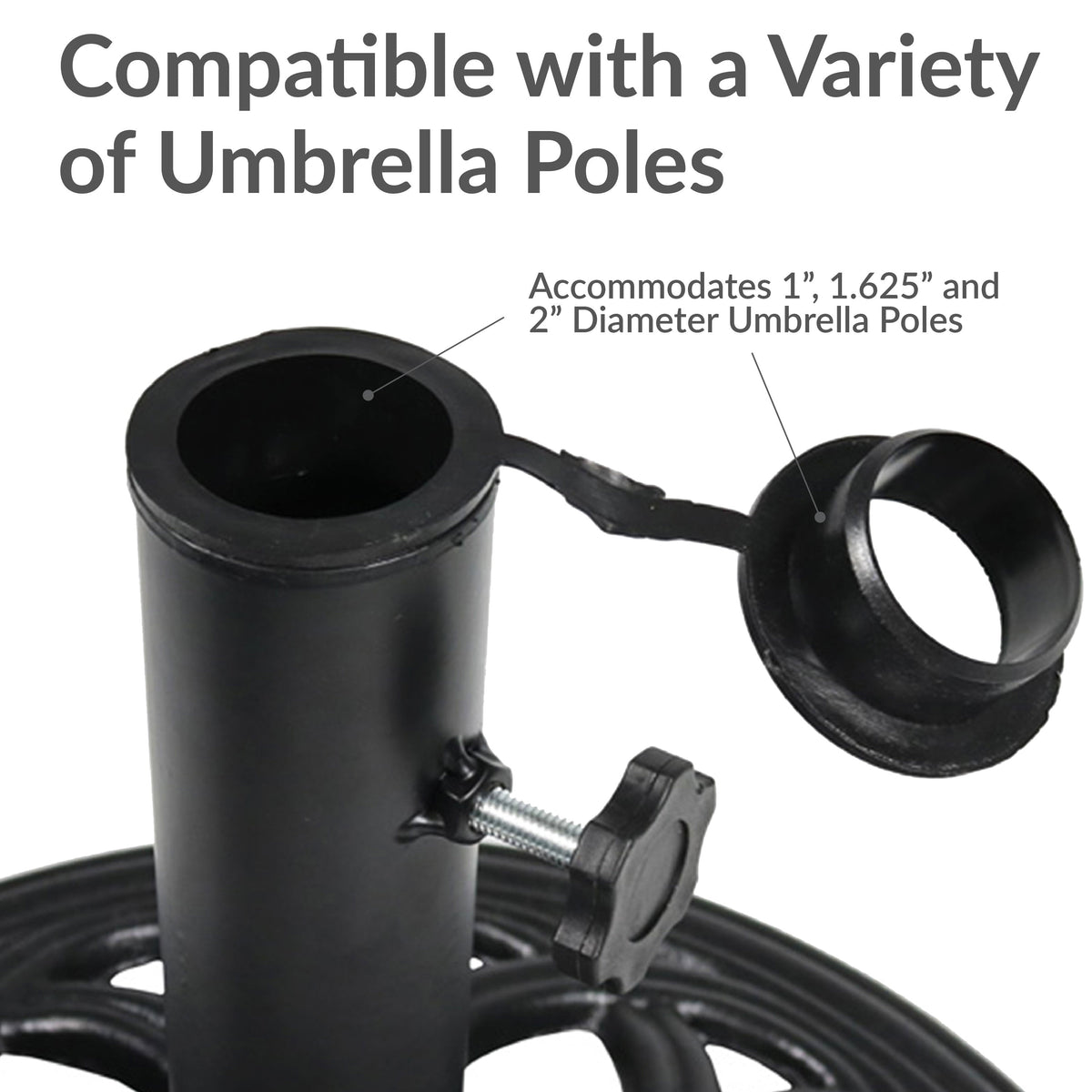 Sunnydaze 18-Inch Round Cast Iron Umbrella Base - Black