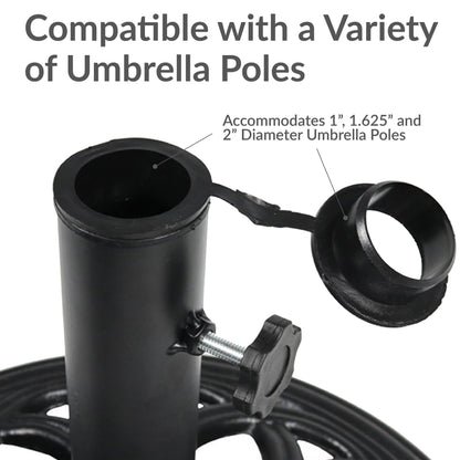 Sunnydaze 18-Inch Round Cast Iron Umbrella Base - Black