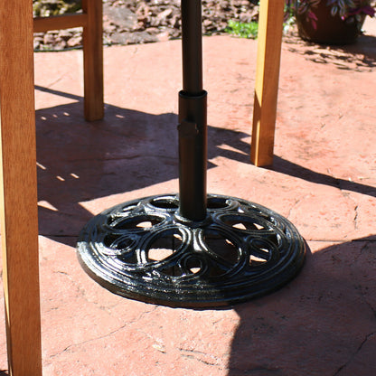 Sunnydaze 18-Inch Round Cast Iron Umbrella Base - Black